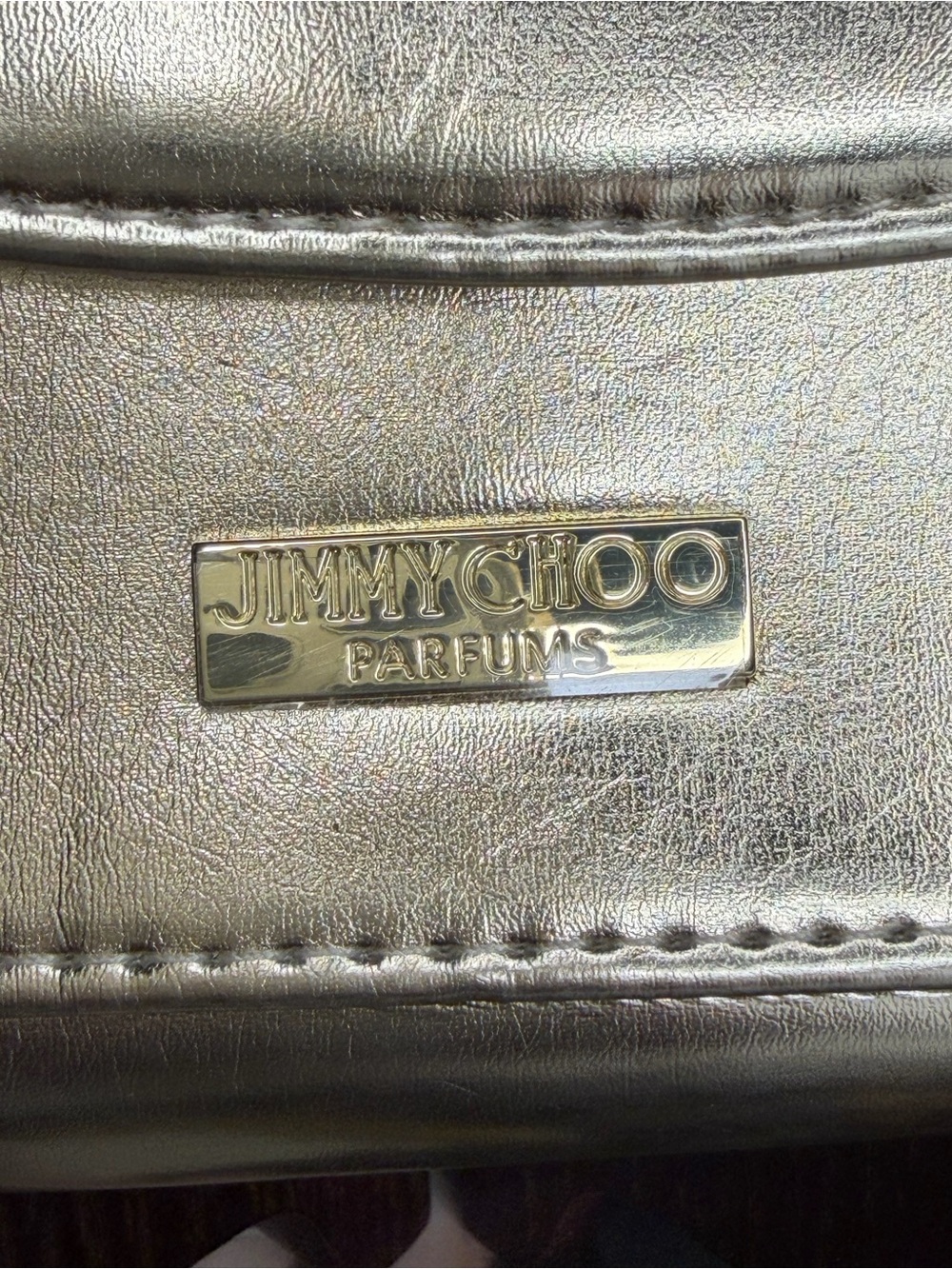 Jimmy Choo Metallic Gold Cosmetic Case - Gold Tone Logo Plate